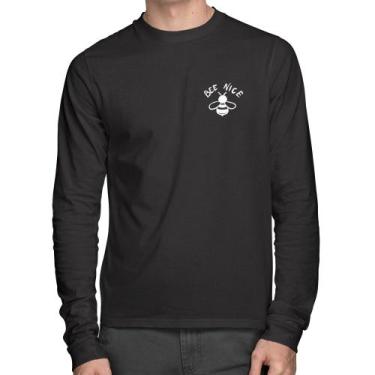 Imagem de Camiseta Algodão Bee Nice Manga Longa - Foca na Moda, Preto, P