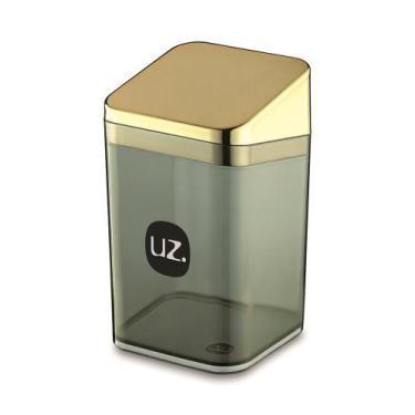 Imagem de Porta Algodão Slim Luxo Acrílico com Tampa Preto Dourado -UZ - UZ Util