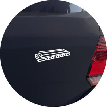 Imagem de Adesivo de Carro Instrumento Gaita Harmônica - Cor Branco - Melhor Ade