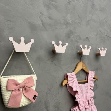 Imagem de 5 Ganchos de parede infantil menina decoração formatos rosa - Hanger D