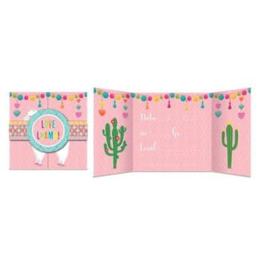 Imagem de Convite Festa Cactus Lhama- Pacote com 8 unidades - Junco