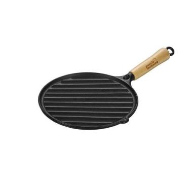 Imagem de Bifeteira Estriada Redondo 22cm de Ferro Fundido - Panela Mineira - Pa
