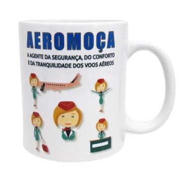 Imagem de Caneca Branca Personalizada Aeromoça Comissária de Bordo - GMH Prod. S