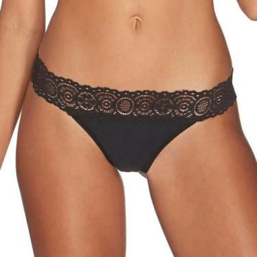 Imagem de Calcinha Fio Dental Microfibra Sloggi 27125 Com Renda, Preto, M