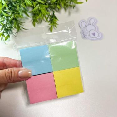 Imagem de Kit 4 blocos de notas adesivas post it pastel - 3,8 x 3,8 cm - Lembret