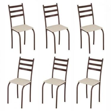 Imagem de Conjunto Com 6 Cadeiras Marabá Marrom Assento Creme Teixeira Marrom Co
