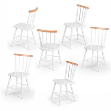 Imagem de Kit 6 Cadeiras Colonial Clássica Madeira Maciça Brancas - TreeArbor