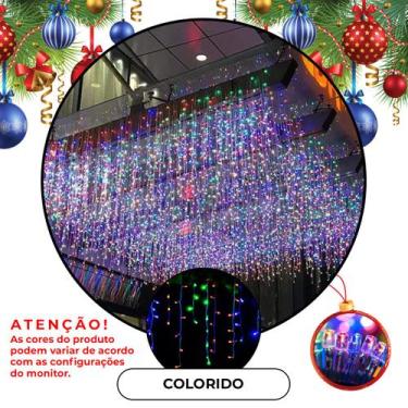 Imagem de Cascata Led 400 Leds Pisca 8 Funções Cores Decoração natalina iluminaç