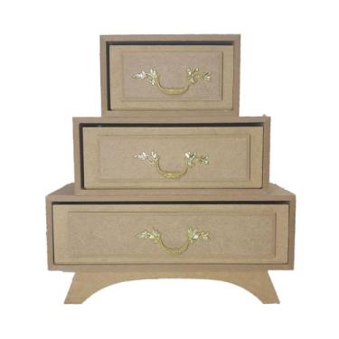 Imagem de Cômoda Piramide com Puxador 26x12x28 Mdf Madeira - ATACADÃO DO ARTESAN