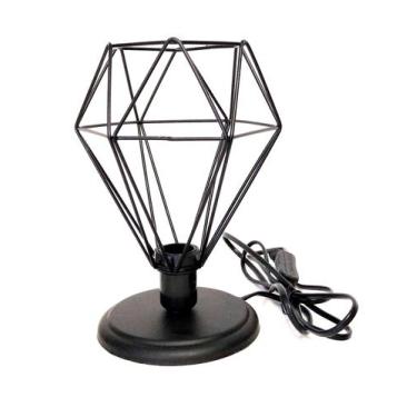 Imagem de Lustre Luminária de Mesa Abajur Aramado diamante Preto - SL ILUMINAÇÃO