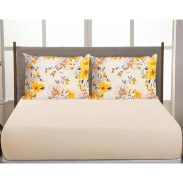 Imagem de Jogo De Lençol Elástico Casal Padrão Box 3 Peças 200 Fios Florença Pal