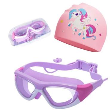 Imagem de Kit Óculos Natação Piscina Infantil Crianças Hero Band H1, Roxo unicór