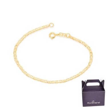 Imagem de Pulseira Rommanel Masculina Elo Diamantado Com Pino 550428, Dourado
