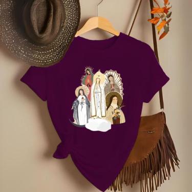 Imagem de Camiseta Feminina Country Cristã Religiosa Santinhas 100% Algodão - No