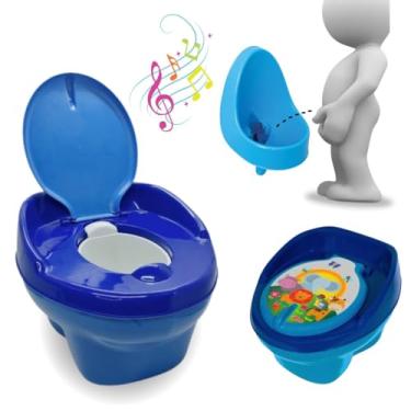Imagem de Troninho Penico Pinico Menino Musical Com Mictório Criança Infantil Pipi Boy 3 Ventosas Trono Reduto Degrau (Azul 1)