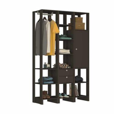 Imagem de Closet com 1 Cabideiro, 2 Gavetas, 1 Porta com 2 prateleiras e 11 nich