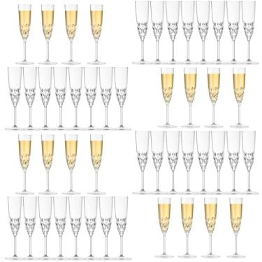 Imagem de Pacote com 48 taças de champanhe de plástico, à prova de estilhaçamento, reutilizáveis e extravagantes, taças de champanhe transparentes, acrílico, inquebrável, elegante, festa, bebendo, coquetel,
