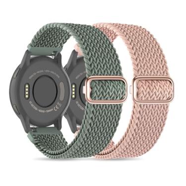 Imagem de Folavii Pulseiras de relógio de nylon trançado de 18 mm compatíveis com Garmin Venu 2S/Venu 3S/Vivoactive 4S/Vivomove 3S/Forerunner 255S/Forerunner 265S, pulseira de tecido elástico macio de liberação