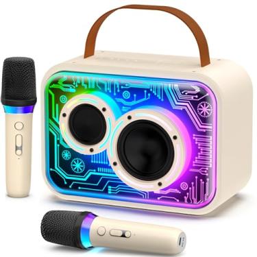 Imagem de JYX Karaokê com 2 Microfones, Caixa de Som Bluetooth com Microfone Sem Fio e Luzes para Adultos e Crianças, Portátil para Festas em Casa, Ao Ar Livre, Presentes Ideais com Subwoofers para Palco