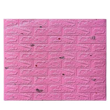 Imagem de Placa Painel Espuma 3D Autoadesivo Tijolinho Pietruzza - 70 x 77 cm - Espessura 6mm - 1 Peça (Rosa Fantasy)