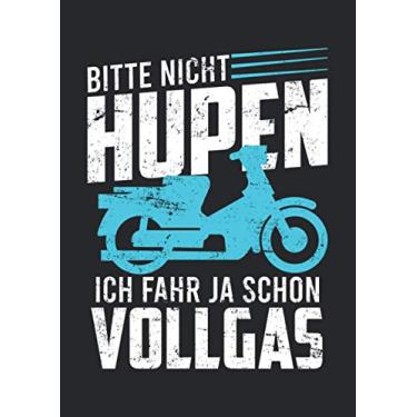 Imagem de Notizbuch A4 kariert mit Softcover Design: Nicht hupen fahre schon Vollgas Moped Mofa Führerschein: 120 karierte DIN A4 Seiten