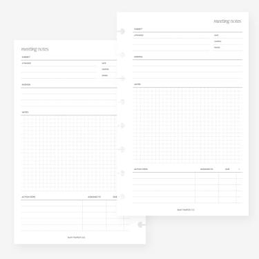 Imagem de Refil de agenda de 8 discos para anotações de reunião com meia letra para Levenger Circa Junior, Arc by Staples, TUL Junior 14 x 21,6 cm