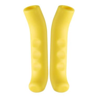 Imagem de HARFINGTON 1 par de capa de alavanca de freio de bicicleta de silicone protetor de manete de freio antiderrapante capa de proteção de manípulo de freio para ciclismo de estrada de montanha, amarelo