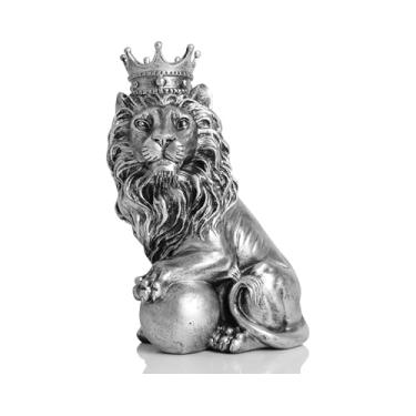 Imagem de AMOIENSIS Estátua de leão Feng Shui para decoração de casa, peça de declaração real, presente masculino de pai Leão Leão, decoração de mesa de escritório em casa, decoração de prateleira de mesa de