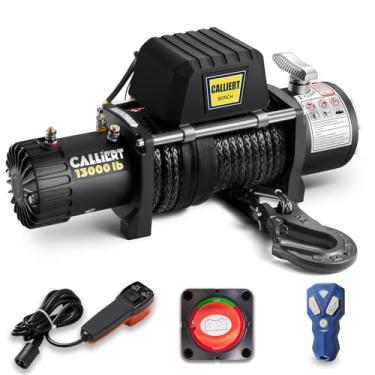 Imagem de CALLIERT Guincho 5,896.7 kg Guincho Elétrico Guincho Caminhão Guincho Elétrico Impermeável IP68 Kit de Corda Sintética com Controle Remoto Sem Fio e Cabo para 4WD 4x4 Veículo Off Road Jeep Wrangle SUV