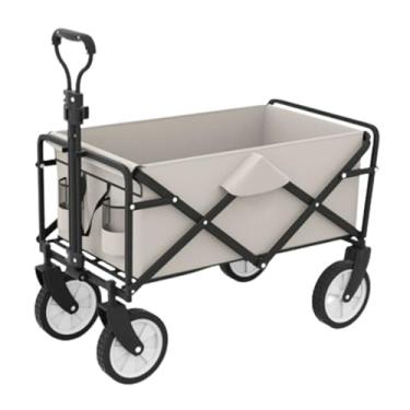 Imagem de carroça Carrinho de vagão com rodas, vagão utilitário dobrável para mercearia com saco de pano de armazenamento, carrinho de praia para transporte de cargas dobrável