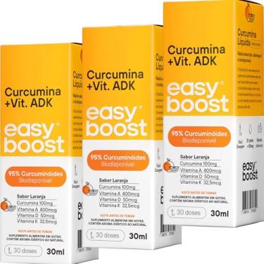 Imagem de Vitamina D3 + K2 Mk7 + Curcumina + Vitamina A Sublingual Easy Boost Kit 3x 30ml total de 90ml