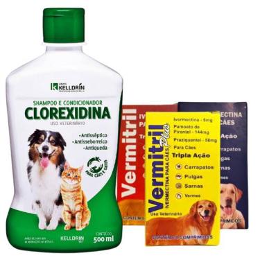 Imagem de Shampoo Clorexidina + 36 comp antipulga até 15kg Vermitril
