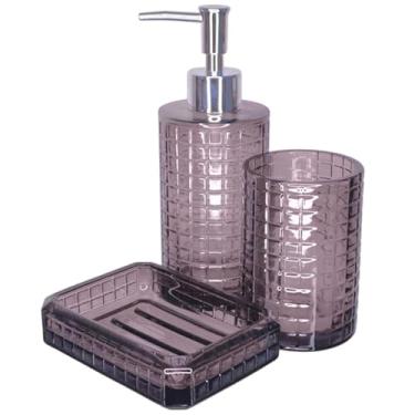 Imagem de Kit Lavabo Banheiro 3 Peças Vidro Porta Sabonete Líquido Porta Escova 269