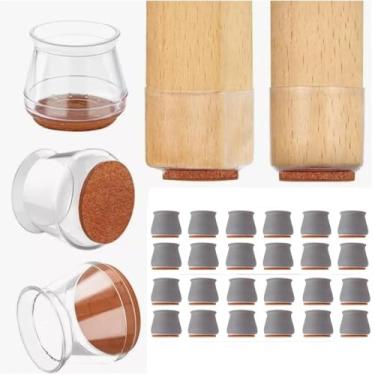 Imagem de KIT 24 PROTETOR DE SILICONE COM FELTRO FLEXIVEL PEZINHO PARA CADEIRA MESA E MOVEIS COZINHA SERVE PÉ REDONDO OU QUADRADO SEM RUIDOS E ARRANHOES NO PISO NÃO RISCA RESISTENTE UNIVERSAL (CINZA)