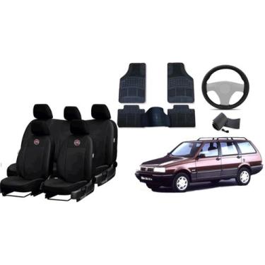 Imagem de Kit Capa de Couro Elba 86-96 com Tapete Antiderrapante e Volante - aer