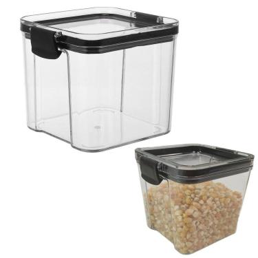 Imagem de Pote Hermetico Conserva Tampa Veda Armazena 700ml Tempero Mantimento Alimento Acrilico Transparente