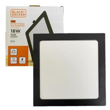 Imagem de Kit 2 Plafon Quadrado Embutir 18w Preto Branco Frio 6500K - Black+Deck