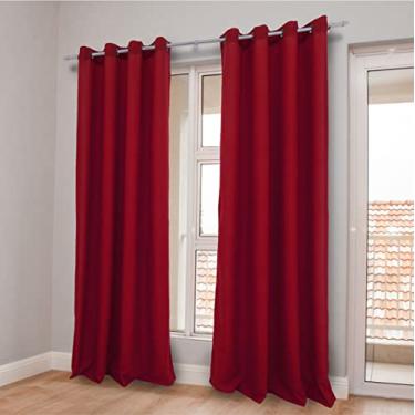 Imagem de Cortina Oxford Sala ou Quarto Liso 3,00 x 1,70 100% Poliéster Cor:Vermelho Vinho