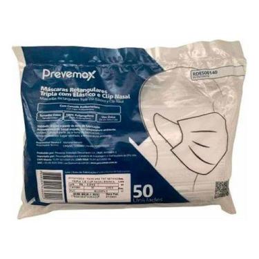 Imagem de Máscara Tnt Tripla Elástico Clip Nasal 50 Und Prevemax - NoBrand