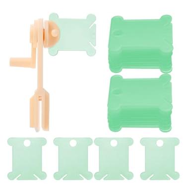 Imagem de HARFINGTON 100 peças de bobinas de fio dental bordado com enrolador de bobina, organizador de linha de ponto cruz de plástico, cartões de costura, armazenamento de ferramentas de triagem para