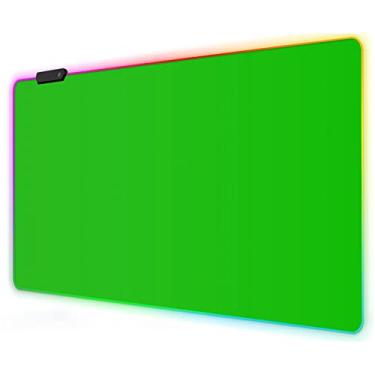 Imagem de Meffort Inc Mouse pad RGB para jogos - Tapete de mouse grande de LED para jogos com bordas costuradas de design personalizado (23,6 x 13,7 polegadas, tela verde)