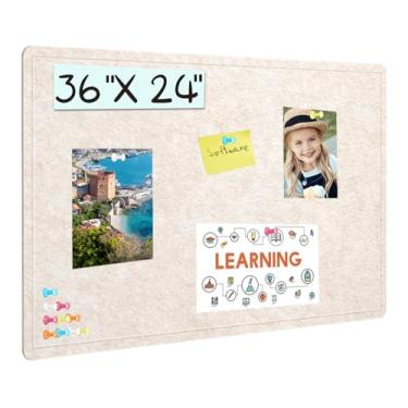 Imagem de Quadro de avisos, quadro de cortiça de 91 x 61 cm com 20 pinos, placa de cortiça de feltro, placa de aviso de cortiça, quadro de visão autoadesivo, quadro de humor quadro de fotos dobrável para parede