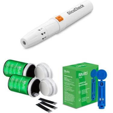 Imagem de Kit 100 Tiras De Glicemia + 100 Lancetas +1 Lancetador Multi