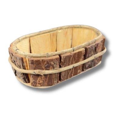 Imagem de Mini Cachepot De Madeira De Pinus P Oval 19x10cm Decoração - INSPIRA F