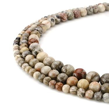 Imagem de RUBYCA Atacado contas soltas redondas de ágata de bambu natural para fabricação de joias 1 fio - 4 mm