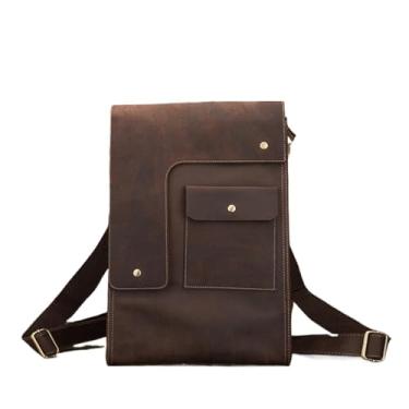 Imagem de Mochila de couro de vaca ao ar livre para homens vintage casual camping bolsa de ombro para homens de negócios mochila para laptop