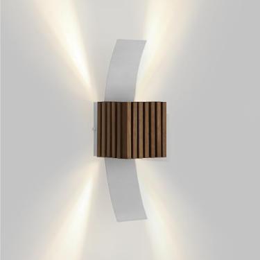 Imagem de Arandela Moderna LED Madeira e Alumínio Iluminação Bidirecional Externa/Interna (BRANCO)