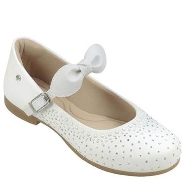 Imagem de Sapatilha Infantil Pampili Angel Fivela Com Laço Strass Branco Tamanho:25