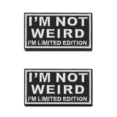 Imagem de Patch de edição I'm Not Weird I'm Limitied, 2 peças de emblema tático engraçado com gancho e laço bordado de motociclista, aplique de meme social para mochilas, uniformes, jaquetas, coletes, bolsas