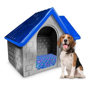 Imagem de Casa Casinha Luxo Plástico Cachorro Caes Pet Bangalo Nº 04 (Azul, Nº 04)